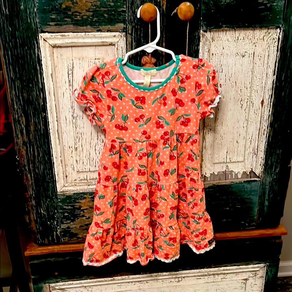 Matilda Jane Pink Cherry Sundress with Flutter Sleeves